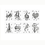 Globleland 8 Sheets 8 Styles PVC Waterproof Wall Stickers, Self-Adhesive Decals, for Window or Stairway Home Decoration, Rectangle, Musical Note Pattern, 200x145mm, about 1 sheets/style
