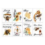 Globleland 8 Sheets 8 Styles PVC Waterproof Wall Stickers, Self-Adhesive Decals, for Window or Stairway Home Decoration, Rectangle, Bees Pattern, 200x145mm, about 1 sheet/style