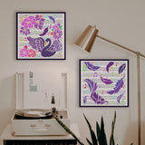 Swan & Feather Pattern Drawing Painting Stencils