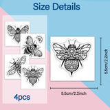 Bees PVC Stamp, 4Pcs/Set