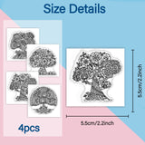 Tree PVC Stamp, 4Pcs/Set