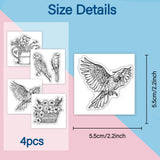 Parrot PVC Stamp, 4Pcs/Set