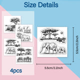 Animals PVC Stamp, 4Pcs/Set