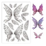 Custom Summer Theme PVC Plastic Clear Stamps, for DIY Scrapbooking, Photo Album Decorative, Cards Making, Wing, 160x110mm