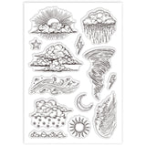 Custom Summer Theme PVC Plastic Clear Stamps, for DIY Scrapbooking, Photo Album Decorative, Cards Making, Weather, 160x110mm