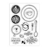 Custom Summer Theme PVC Plastic Clear Stamps, for DIY Scrapbooking, Photo Album Decorative, Cards Making, Coffee, 160x110mm