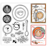 Custom Summer Theme PVC Plastic Clear Stamps, for DIY Scrapbooking, Photo Album Decorative, Cards Making, Coffee, 160x110mm