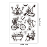 Custom Summer Theme PVC Plastic Clear Stamps, for DIY Scrapbooking, Photo Album Decorative, Cards Making, Skeleton, 160x110mm