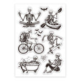 Custom Summer Theme PVC Plastic Clear Stamps, for DIY Scrapbooking, Photo Album Decorative, Cards Making, Skeleton, 160x110mm