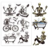 Custom Summer Theme PVC Plastic Clear Stamps, for DIY Scrapbooking, Photo Album Decorative, Cards Making, Skeleton, 160x110mm