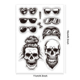 Custom Summer Theme PVC Plastic Clear Stamps, for DIY Scrapbooking, Photo Album Decorative, Cards Making, Skull, 160x110mm