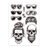 Custom Summer Theme PVC Plastic Clear Stamps, for DIY Scrapbooking, Photo Album Decorative, Cards Making, Skull, 160x110mm