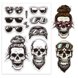 Custom Summer Theme PVC Plastic Clear Stamps, for DIY Scrapbooking, Photo Album Decorative, Cards Making, Skull, 160x110mm