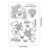 Custom Summer Theme PVC Plastic Clear Stamps, for DIY Scrapbooking, Photo Album Decorative, Cards Making, Bear, 160x110mm