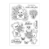 Custom Summer Theme PVC Plastic Clear Stamps, for DIY Scrapbooking, Photo Album Decorative, Cards Making, Bear, 160x110mm