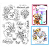 Custom Summer Theme PVC Plastic Clear Stamps, for DIY Scrapbooking, Photo Album Decorative, Cards Making, Bear, 160x110mm