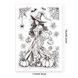 Custom Summer Theme PVC Plastic Clear Stamps, for DIY Scrapbooking, Photo Album Decorative, Cards Making, Witch, 160x110mm