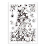 Custom Summer Theme PVC Plastic Clear Stamps, for DIY Scrapbooking, Photo Album Decorative, Cards Making, Witch, 160x110mm