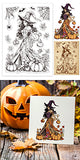 Custom Summer Theme PVC Plastic Clear Stamps, for DIY Scrapbooking, Photo Album Decorative, Cards Making, Witch, 160x110mm