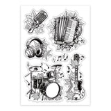 Custom Summer Theme PVC Plastic Clear Stamps, for DIY Scrapbooking, Photo Album Decorative, Cards Making, Musical Instruments, 160x110mm