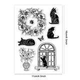 PVC Plastic Clear Stamps, for DIY Scrapbooking, Photo Album Decorative, Cards Making, Cat Shape, 160x110mm