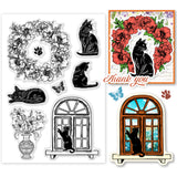 PVC Plastic Clear Stamps, for DIY Scrapbooking, Photo Album Decorative, Cards Making, Cat Shape, 160x110mm