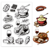 Custom Summer Theme PVC Plastic Clear Stamps, for DIY Scrapbooking, Photo Album Decorative, Cards Making, Food, 160x110mm