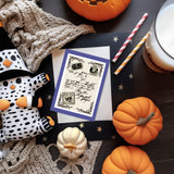 Halloween PVC Plastic Clear Stamps, for DIY Scrapbooking, Photo Album Decorative, Cards Making, Skeleton, 160x110mm