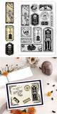 Halloween PVC Plastic Clear Stamps, for DIY Scrapbooking, Photo Album Decorative, Cards Making, Skeleton, 160x110mm