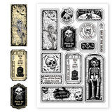 Halloween PVC Plastic Clear Stamps, for DIY Scrapbooking, Photo Album Decorative, Cards Making, Skeleton, 160x110mm