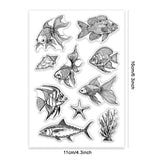 PVC Plastic Clear Stamps, for DIY Scrapbooking, Photo Album Decorative, Cards Making, Fish, 160x110mm