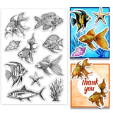 PVC Plastic Clear Stamps, for DIY Scrapbooking, Photo Album Decorative, Cards Making, Fish, 160x110mm