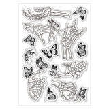 Halloween PVC Plastic Clear Stamps, for DIY Scrapbooking, Photo Album Decorative, Cards Making, Skeleton, 160x110mm