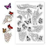 Halloween PVC Plastic Clear Stamps, for DIY Scrapbooking, Photo Album Decorative, Cards Making, Skeleton, 160x110mm