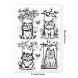 PVC Plastic Clear Stamps, for DIY Scrapbooking, Photo Album Decorative, Cards Making, Cat Shape, 160x110mm