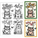 PVC Plastic Clear Stamps, for DIY Scrapbooking, Photo Album Decorative, Cards Making, Cat Shape, 160x110mm