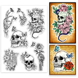 PVC Plastic Clear Stamps, for DIY Scrapbooking, Photo Album Decorative, Cards Making, Skull, 160x110mm