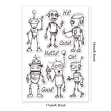 Custom Summer Theme PVC Plastic Clear Stamps, for DIY Scrapbooking, Photo Album Decorative, Cards Making, Robot, 160x110mm