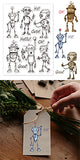 Custom Summer Theme PVC Plastic Clear Stamps, for DIY Scrapbooking, Photo Album Decorative, Cards Making, Robot, 160x110mm