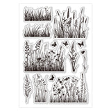 Halloween PVC Plastic Clear Stamps, for DIY Scrapbooking, Photo Album Decorative, Cards Making, Grass, 160x110mm