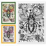 Halloween PVC Plastic Clear Stamps, for DIY Scrapbooking, Photo Album Decorative, Cards Making, Bees, 160x110mm