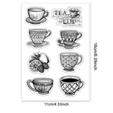 PVC Plastic Clear Stamps, for DIY Scrapbooking, Photo Album Decorative, Cards Making, Teacup, 160x110mm