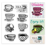 PVC Plastic Clear Stamps, for DIY Scrapbooking, Photo Album Decorative, Cards Making, Teacup, 160x110mm