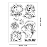 Custom Summer Theme PVC Plastic Clear Stamps, for DIY Scrapbooking, Photo Album Decorative, Cards Making, Hedgehog, 160x110mm