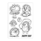 Custom Summer Theme PVC Plastic Clear Stamps, for DIY Scrapbooking, Photo Album Decorative, Cards Making, Hedgehog, 160x110mm