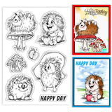 Custom Summer Theme PVC Plastic Clear Stamps, for DIY Scrapbooking, Photo Album Decorative, Cards Making, Hedgehog, 160x110mm