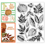 Halloween PVC Plastic Clear Stamps, for DIY Scrapbooking, Photo Album Decorative, Cards Making, Leaf, 160x110mm