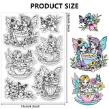 Halloween PVC Plastic Clear Stamps, for DIY Scrapbooking, Photo Album Decorative, Cards Making, Fairy, 160x110mm