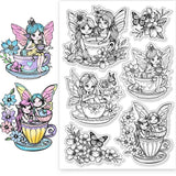 Halloween PVC Plastic Clear Stamps, for DIY Scrapbooking, Photo Album Decorative, Cards Making, Fairy, 160x110mm