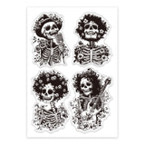 Custom Summer Theme PVC Plastic Clear Stamps, for DIY Scrapbooking, Photo Album Decorative, Cards Making, Skeleton, 160x110mm